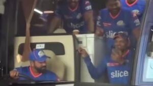 'Aaj Gaadi Tera Bhai Chalayega': Rohit Sharma Takes Charge Behind the Wheels of Mumbai Indians Team Bus in Ultimate Stunt