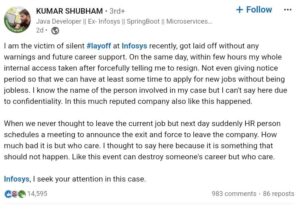 Ex-Infosys techie claims 'Silent Layoff' on LinkedIn, faces mixed reactions