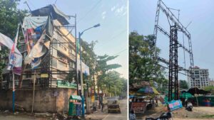 Unauthorized Billboard Removal Leaves Hazardous Iron Skeletons Endangering Pune Commuters
