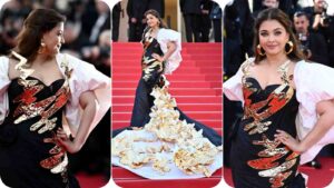 Aishwarya Rai Bachchan Stuns in Black and Gold at Cannes Red Carpet