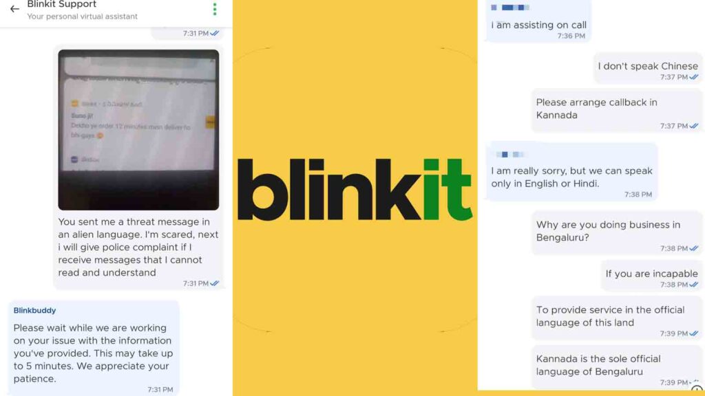 Man Slams Blinkit Over Hindi Word, Threatens Police Complaint: ‘Why’re You Doing Business in Bengaluru?’