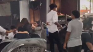 Viral Video Two young women engage in brawl outside a university, Noida