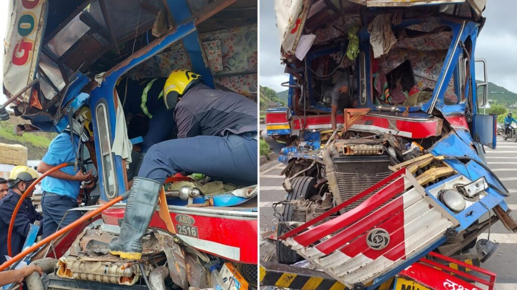 Two Container Trucks Collide On Pune-Bengaluru Highway At Daripool; Injured Driver Rescued
