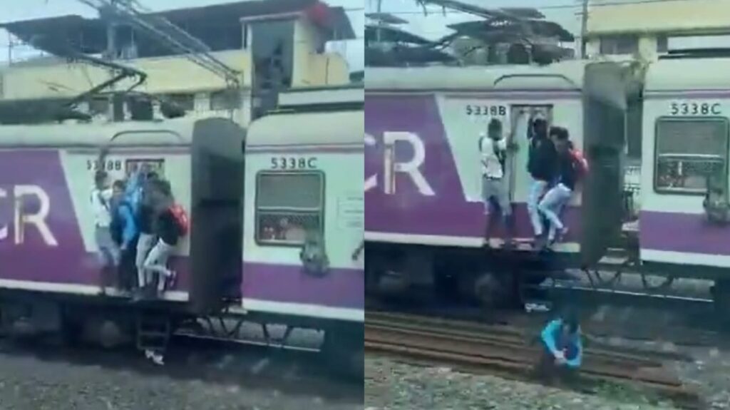 Viral Video of Mumbai Local Train Accident: Passenger Falls While Watching Deccan Queen, Hits Pole
