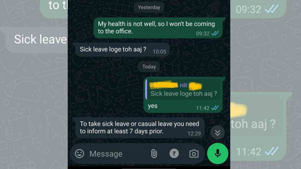 'Sick Leave Loge Aaj? Inform 7 Days in Advance': Manager’s Leave Policy Leaves Internet Baffled