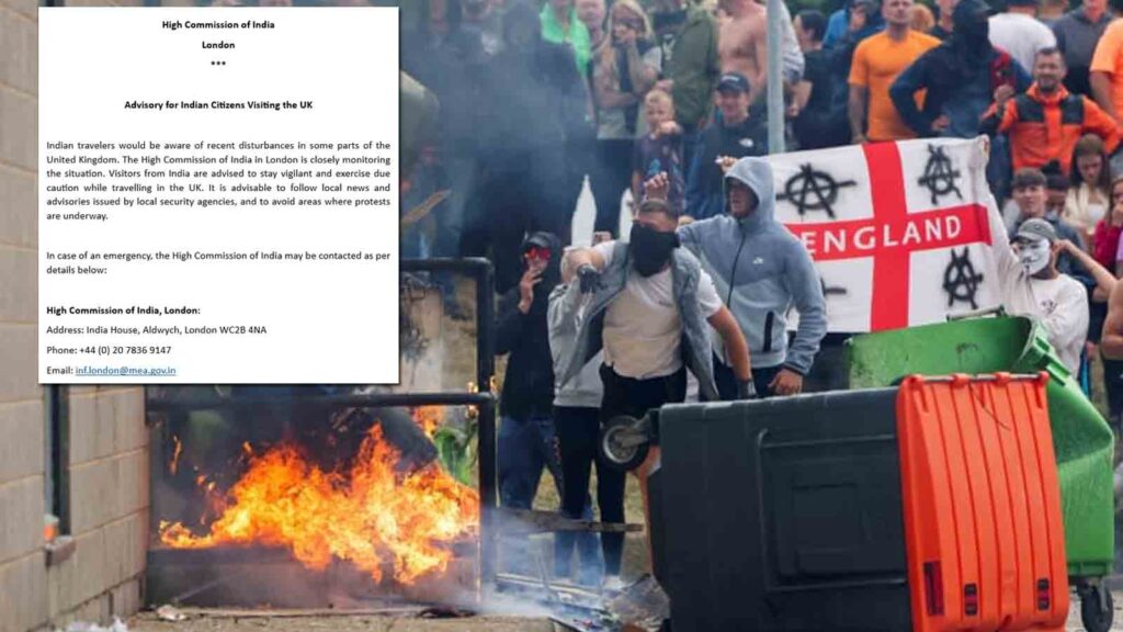 India Advises Extra Caution if Travelling to UK Amid Violent Riots