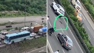 Pune Chandani Chowk Accident: Four-Vehicle Collision Due to Avoiding Potholes Causes Traffic Chaos