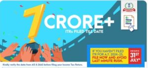 Over 7 Crore ITRs Filed So Far, 50 Lakh Filed On July 31 Alone