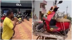 ‘Lut Gaye Hum Ola (Scooter) Le Kar’: Customer’s Unique Protest of Ola Electric Scooter Outside Showroom