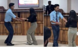 Viral Video:  Junior Dances with Senior at College, Flees Stage When Rakhi Song Starts Playing—A Must-Watch Hilarious Moment!