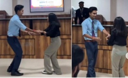 Viral Video: Junior Dances with Senior at College, Flees Stage When Rakhi Song Starts Playing—A Must-Watch Hilarious Moment!