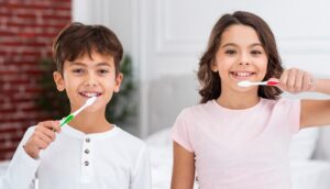 children with brush