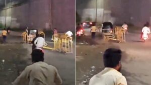 Viral Video: Rickshaw Driver Caught Dragging Road Barricade Near Navale Bridge in Pune