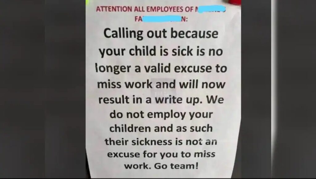 Employees Slam New Policy: No Sick Leave Allowed for Child's Illness