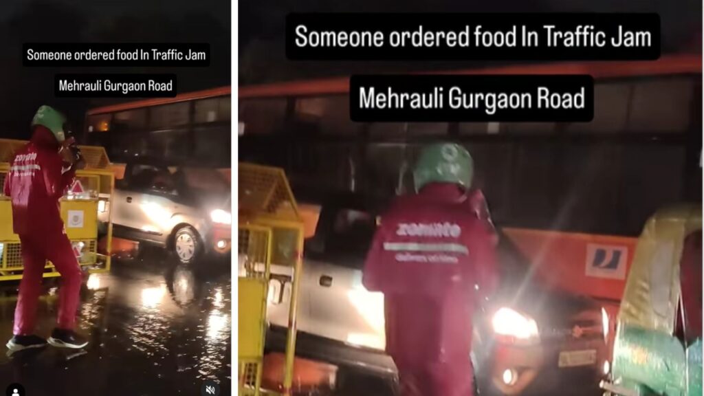 Zomato Delivery Agent Battles Rain and Traffic to Find Customer, Sparks Outrage Online
