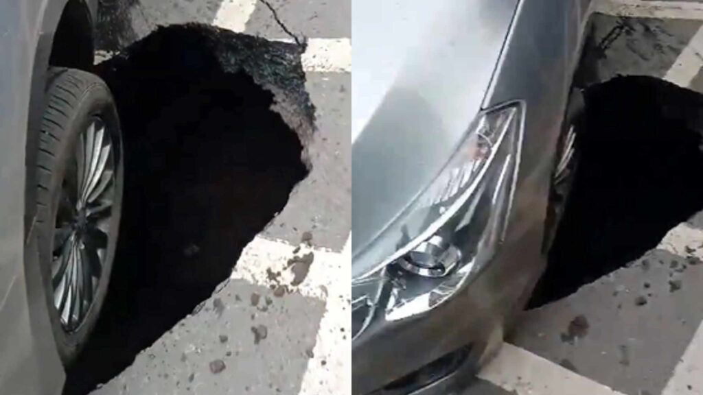 Mumbai: Car gets trapped as road caves-in near Siddhivinayak Temple