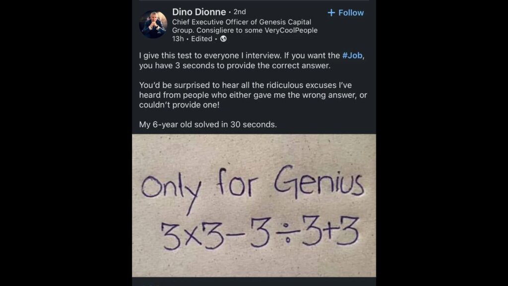 CEO Challenges Job Seekers with a 3-Second Brain Teaser.