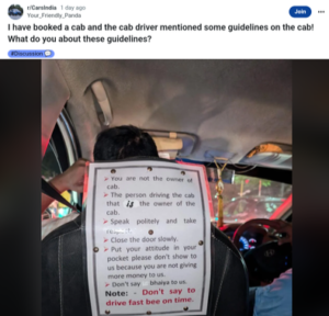 “Don’t Say Bhaiya”: Cab Driver’s Guidelines for Passengers Spark Social Media Debate on Respect and Language Use