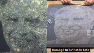 Ratan Tata Diamond Portrait Eye-Catching Tribute Made of 11,000 Diamonds Goes Viral