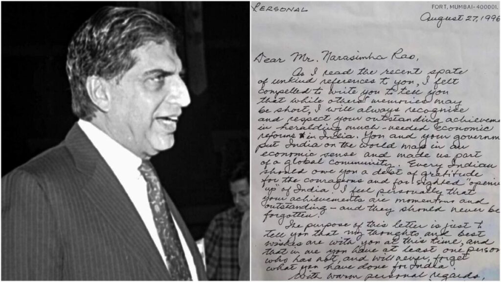 Ratan Tata’s Handwritten Letter Praises PV Narasimha Rao’s Visionary Economic Reform