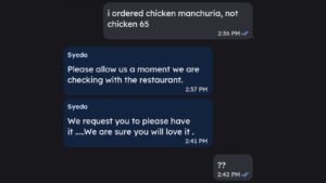 Student receives Chicken 65 by mistake. Zomato replies 'Give it a shot, it's delicious