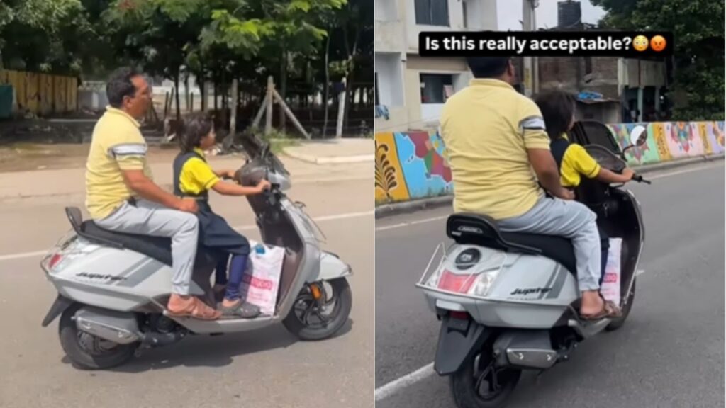 Highly Dangerous: Girl Rides Scooter With Father as Passenger, Both Without Helmets—Sparks Online Outrage"  