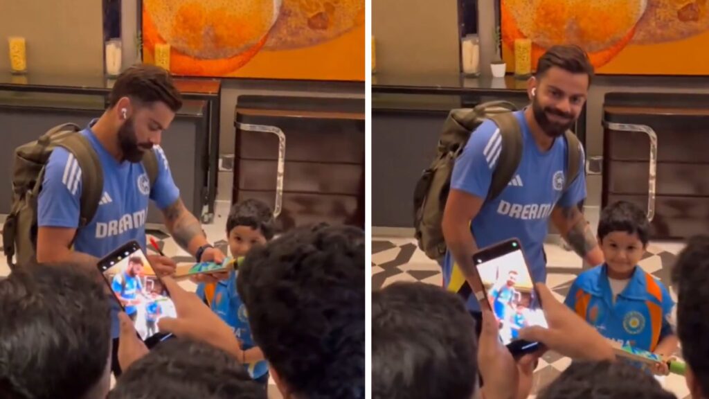 Virat Kohli surprises young admirer with a signed bat in Pune
