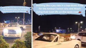 Watch Isha and Akash Ambani cruise through Mumbai in style, sparking mixed reactions