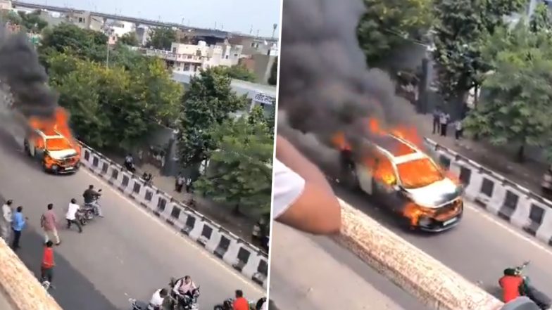 Watch 'The Burning Car'Panic Grips Jaipur as Driverless, Burning Car Speeds Through Traffic