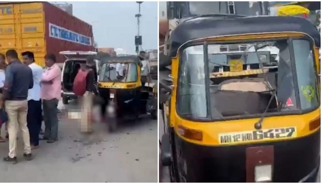 Speeding Container Truck Collides with Auto-Rickshaw on Pune-Solapur Highway, One Dead