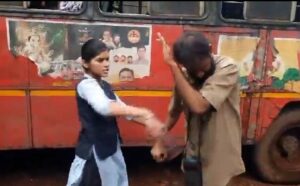 Two Schoolgirls Beat Bus Conductor with Slippers for Teasing, Video Goes Viral