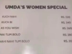 "Viral 'Women's Special' Menu Sparks Laughter and Debate Online"