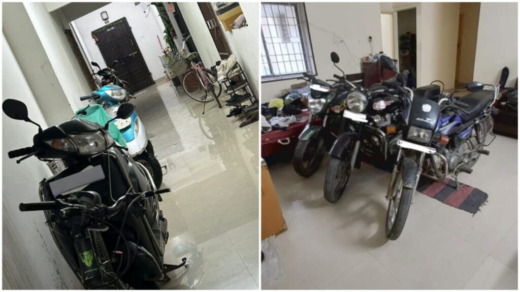 Chennai Rains: Residents Move Two-Wheelers to Higher Floors to Avoid Flood Damage
