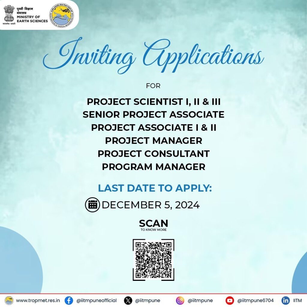 IITM Pune Opens Applications for 55 Contractual Positions in Climate Research