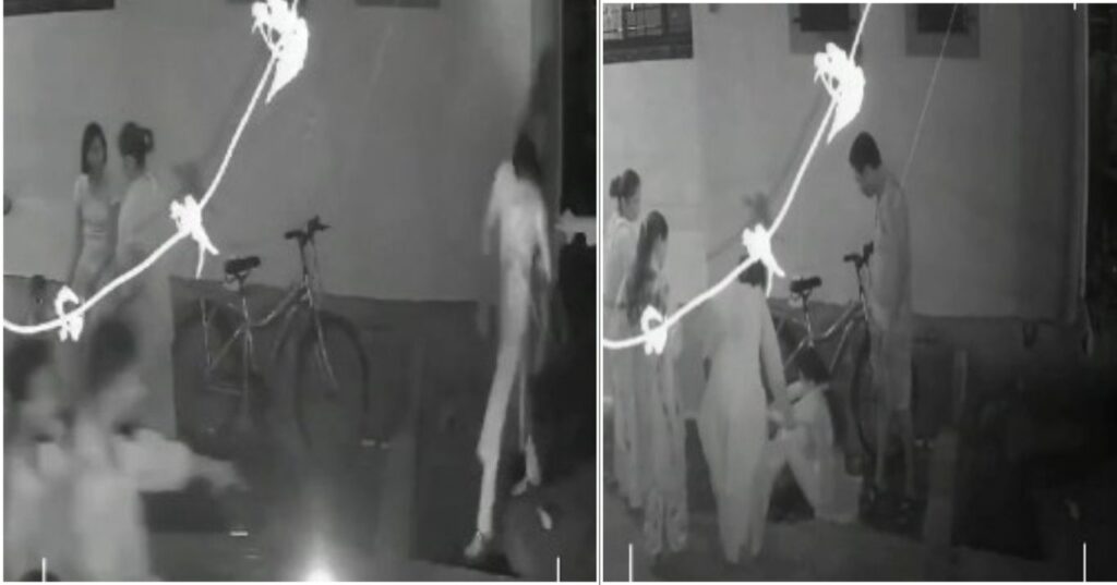 Woman Falls Into Open Sewer During Election Campaign in Ambernath, CCTV Footage Goes Viral 