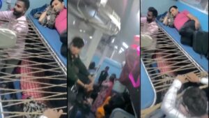 Passenger Gets Creative Makes DIY Seat Between Berths On Packed Train. Goes Viral