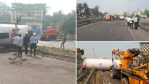 Pune Gas Tanker Overturns on Mumbai-Bangalore Highway, Traffic Disrupted