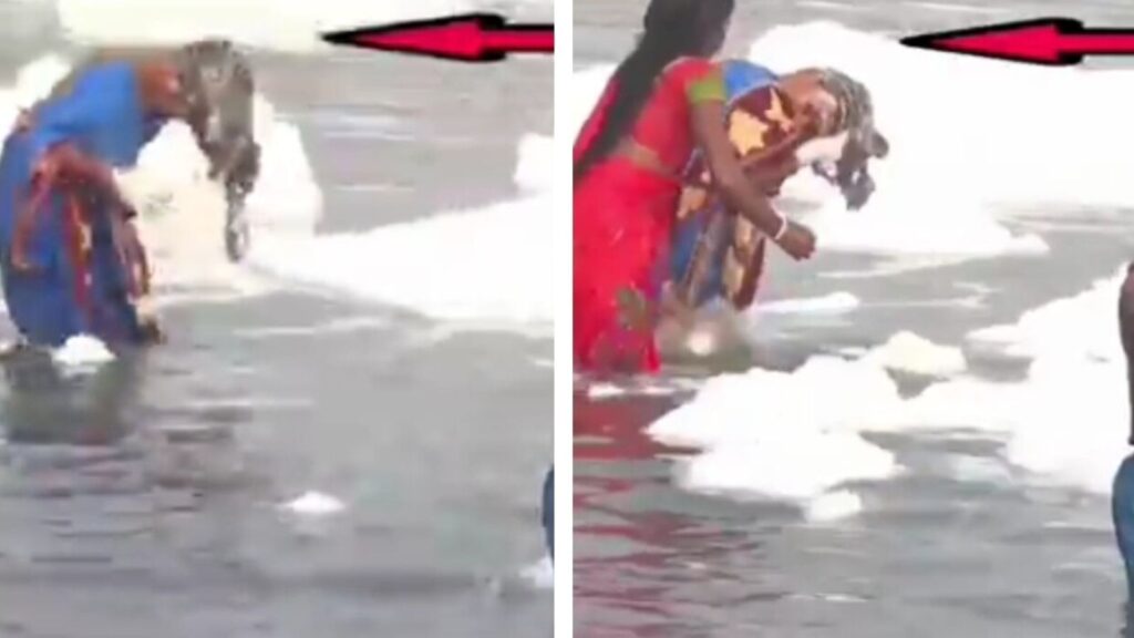 Video of Delhi woman goes viral for washing hair with toxic water from Yamuna during Chhath Puja