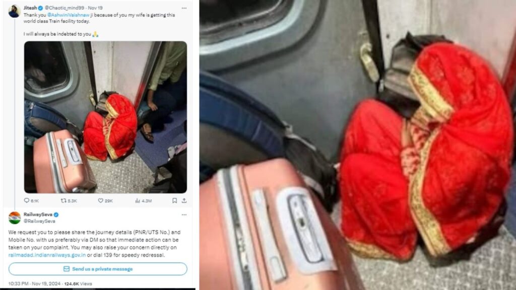 Viral Photo of Bride on Train Floor Sparks Railway's Official Response