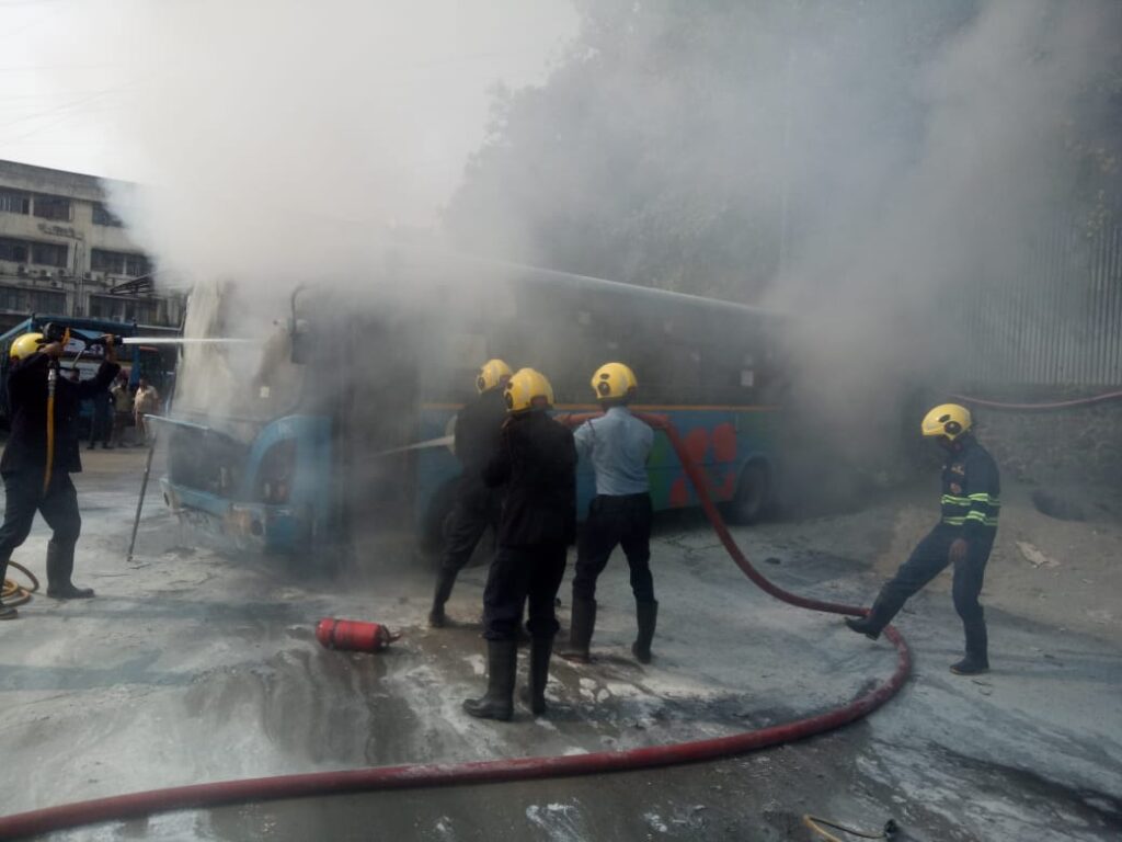 Pune: PMPML Bus Catches Fire At Swargate Depot; Quick Action By Staff And Firefighters Prevents Disaster