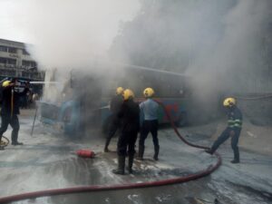 Pune: PMPML Bus Catches Fire At Swargate Depot; Quick Action By Staff And Firefighters Prevents Disaster