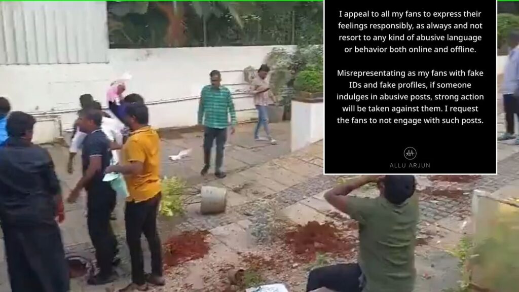 Allu Arjun's Residence Attacked with Stones and Effigy Burnt Amid Pushpa 2 Stampede Controversy