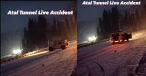 Watch: Man Narrowly Escapes Tragedy as Car Slides on Snow-Covered Road Near Atal Tunnel