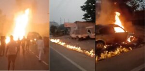 Video: Massive Blaze After Ethanol Tanker Accident at Khopoli; Road Closed for Firefighting Operation
