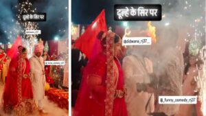 Groom’s Headdress Catches Fire During Wedding Entry A Shocking Incident Captured on Video