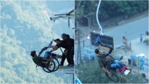 Man in Wheelchair Defies Odds with Record-Breaking Bungee Jump, Sparks Online Debate