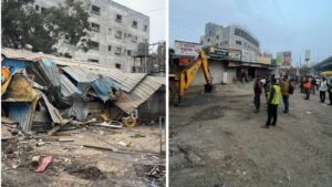 Pune PMRDA Removes 25 Illegal Structures Near Navale Bridge