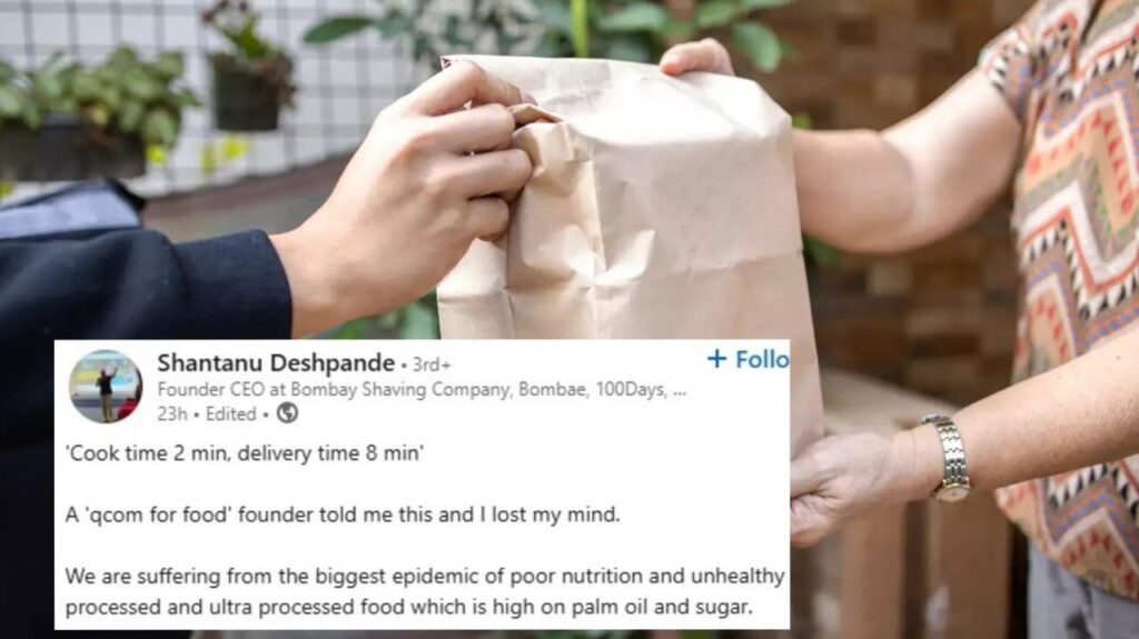 "Cook Time 2 Min, Delivery Time 8 Min" – Bombay Shaving Company CEO Warns of Health Risks in India's Quick Food Delivery Industry