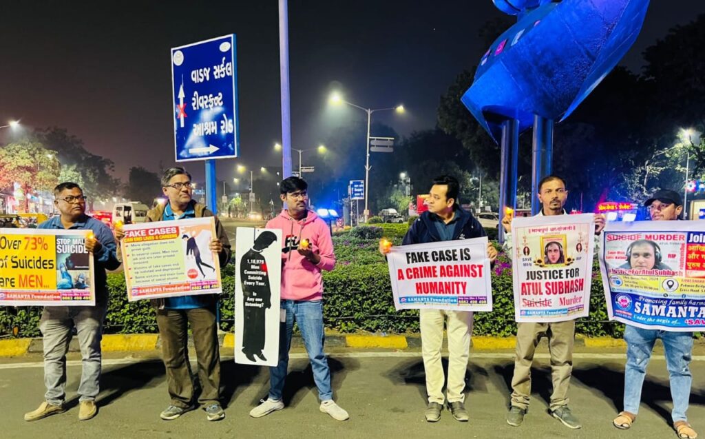 Men Protest in Surat for Gender-Neutral Laws, Demand Men's Commission Amid Rising Suicides