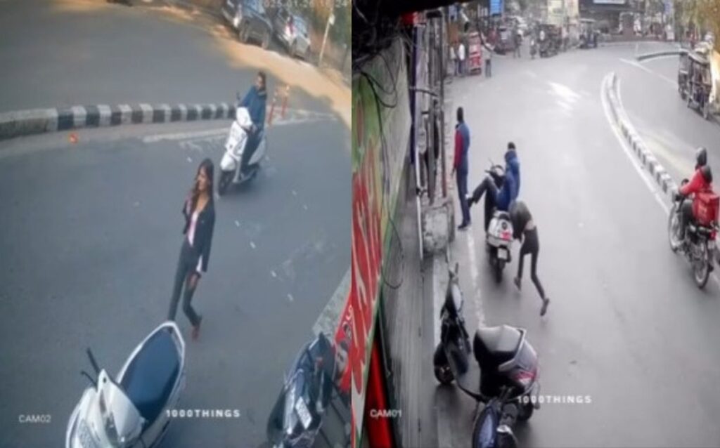 CCTV Captures Girl Dragged on Road by Phone Snatcher in Broad Daylight; Viral Video Sparks Outrage